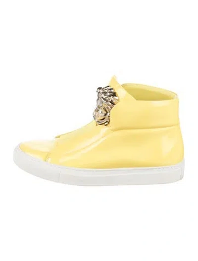Pre-owned Versace Patent Leather Sneakers In Yellow