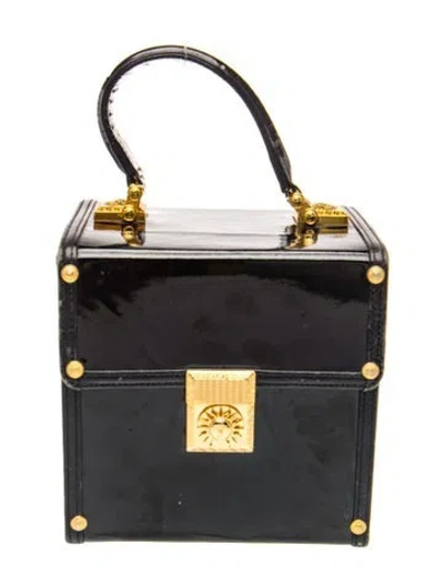 Pre-owned Versace Patent Leather Top Handle Bag In Blue