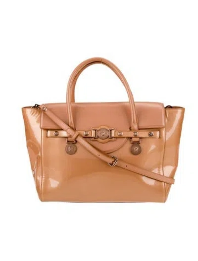 Pre-owned Versace Patent Leather Tote In Orange
