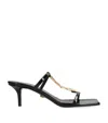 Versace Heel Sandals Metallic Embellishment In Black