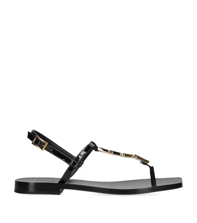 Versace Patent Leather V Sandals In Black