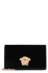 Versace Patent Leather Wallet On Chain In Black