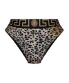 Versace Leopard Print Bikini Bottom In Black