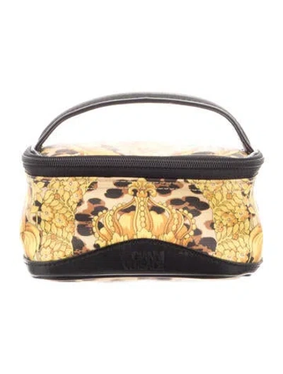 Pre-owned Versace Pattern Print Cosmetic Bag In Yellow