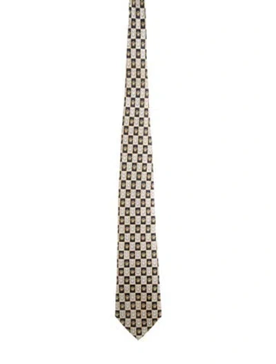 Pre-owned Versace Pattern Print Tie In Blue
