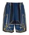 Versace Pattern-printed Elasticated Waistband Bermuda Shorts In Blue