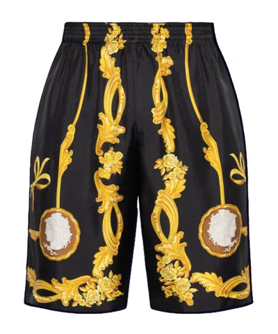 Versace Pattern-printed Elasticated Waistband Shorts In Black
