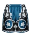 Versace Pattern-printed Elasticated Waistband Shorts In Blue
