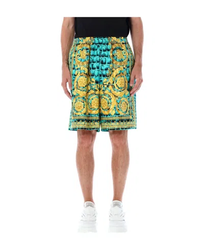 Versace Pattern-printed Elasticated Waistband Shorts In Multicolor