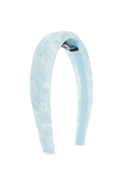 Versace Pattern-printed Headband In Light Blue