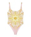 Versace Multicolor One-piece Swimsuit With All-over Medusa Print In Tech Fabric For Women In Yellow
