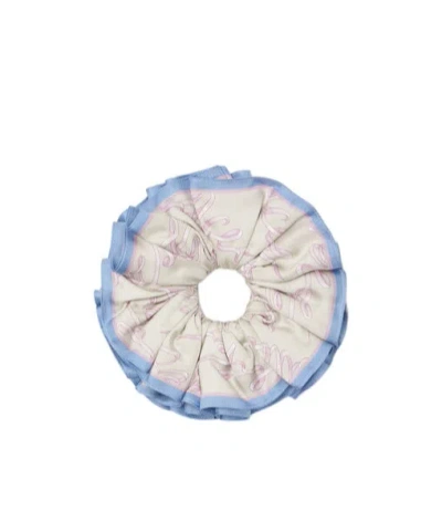 Versace Pattern-printed Ruched Scrunchie In Neutral