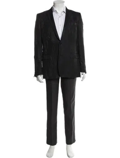 Pre-owned Versace Patterned Blazer In Black/blue