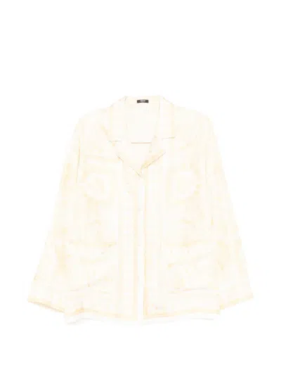 Versace Barocco Silk Twill Shirt In Neutral