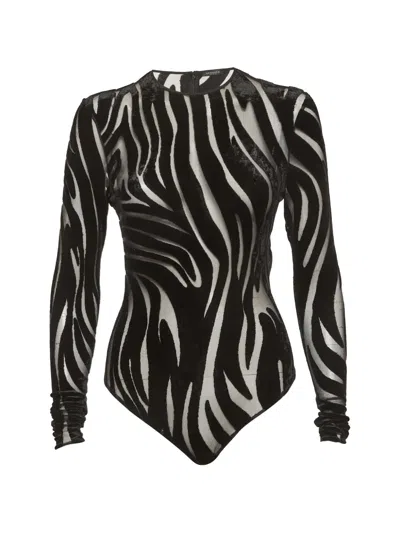 Pre-owned Versace Patterned Bodysuit In Black