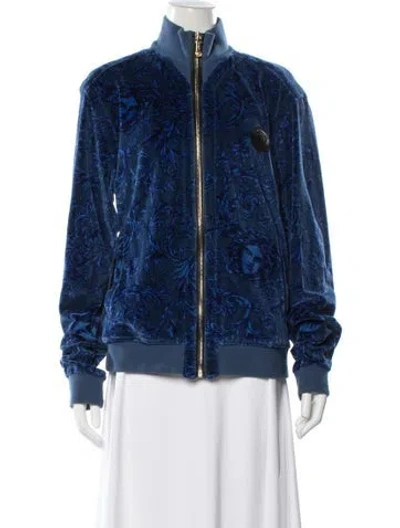Pre-owned Versace Patterned Bomber Jacket In Blue