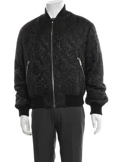 Pre-owned Versace Patterned Bomber Jacket W/ Tags In Black