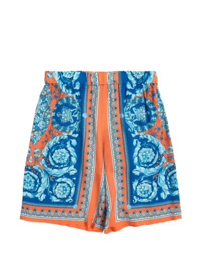 Versace Kids' Patterned Casual Shorts In Blue