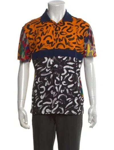 Pre-owned Versace Patterned Collar Polo Shirt In Black