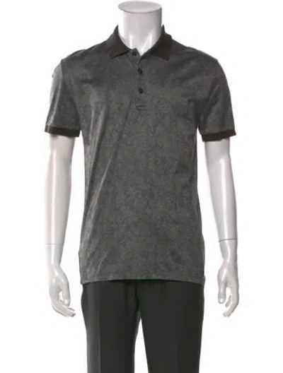 Pre-owned Versace Patterned Collar Polo Shirt In Grey