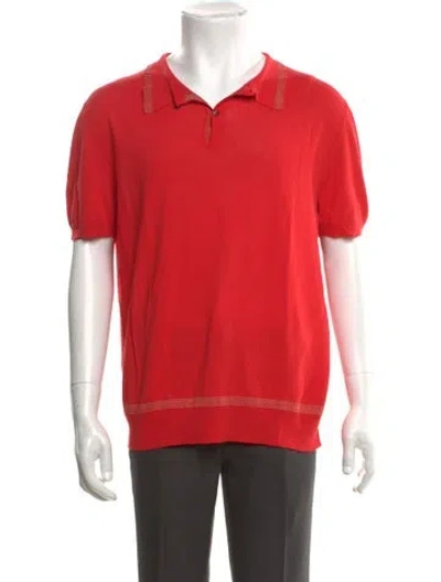 Pre-owned Versace Patterned Collar Polo Shirt In Red