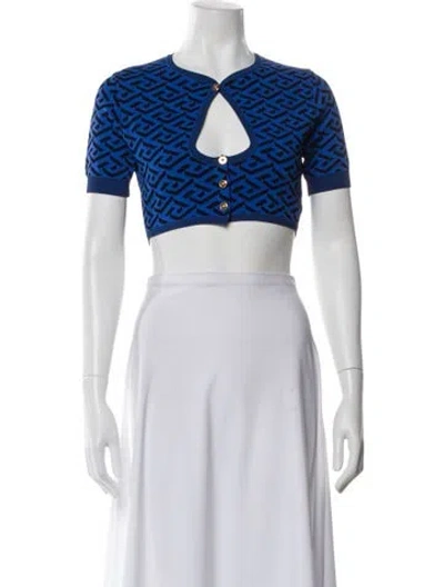Pre-owned Versace Patterned Crew Neck Crop Top In Multi