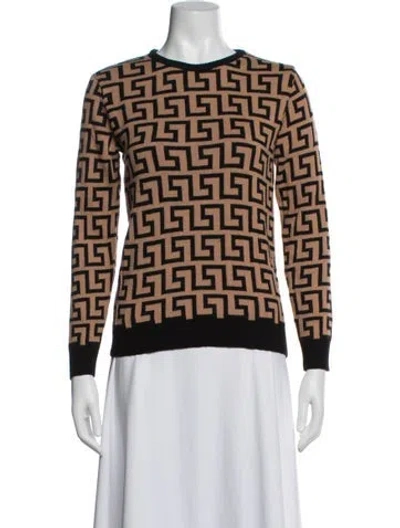 Pre-owned Versace Patterned Crew Neck Pullover In Brown
