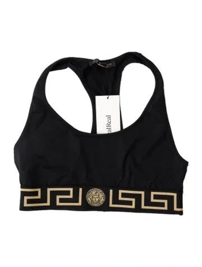 Pre-owned Versace Patterned Crew Neck Sports Bra In Black
