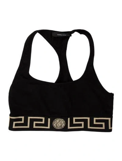 Pre-owned Versace Patterned Crew Neck Sports Bra In Black
