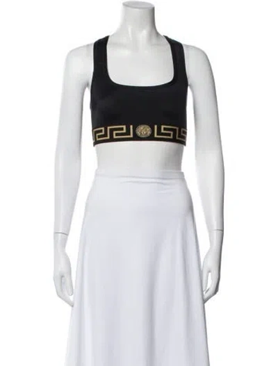 Pre-owned Versace Patterned Crew Neck Sports Bra In White