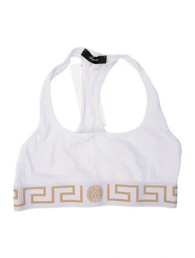 Pre-owned Versace Patterned Crew Neck Sports Bra In White