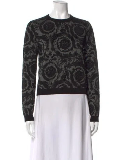 Pre-owned Versace Patterned Crew Neck Sweater In Black