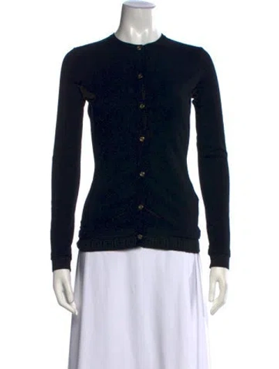 Pre-owned Versace Patterned Crew Neck Sweater In Black
