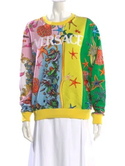 Pre-owned Versace Patterned Crew Neck Sweatshirt In Yellow