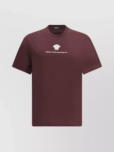 Versace Patterned Crew Neck T-shirt In Red