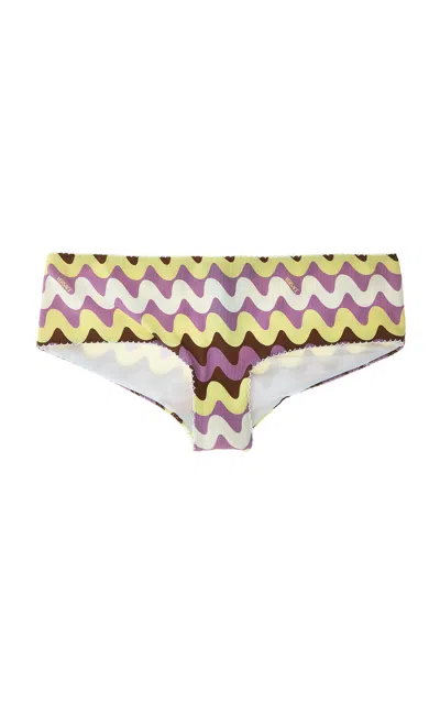 Versace Patterned Crochet Bikini Bottom In Purple