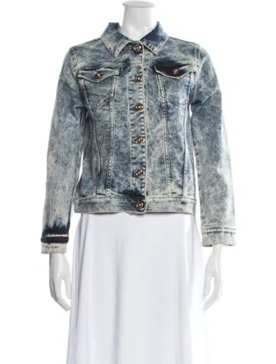 Pre-owned Versace Patterned Denim Jacket In Blue