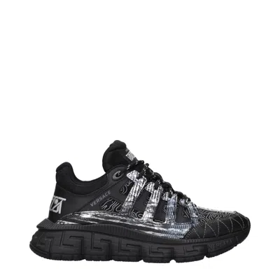 Versace Patterned Fabric Sneaker In Black