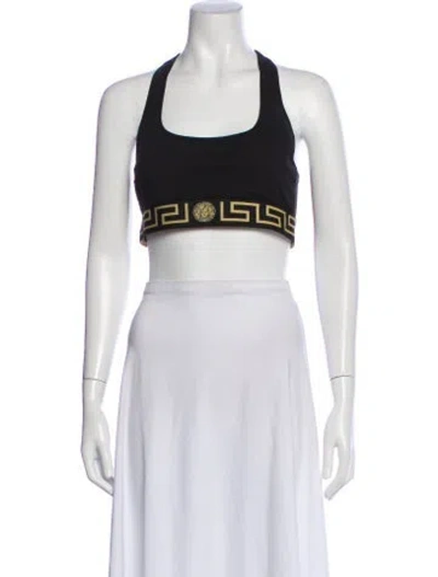 Pre-owned Versace Patterned Halterneck Sports Bra In White