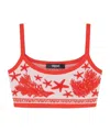 Versace Tresor De La Mer Towel-stitch Jacquard Knit Crop Top In Red