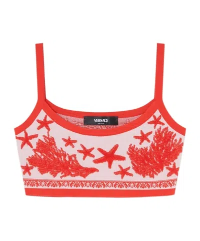 VERSACE VERSACE BAROCCO SEA SLEEVELESS KNITTED CROPPED TOP