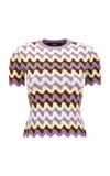 Versace Knitwear With Crewneck And Scalloped Edges In Purple