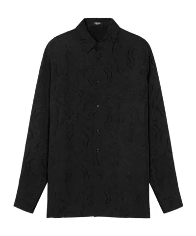 Versace Patterned-jacquard Shirt In Black