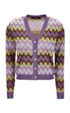 Versace Patterned Jacquard Silk Cardigan In Purple