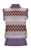 Versace Patterned Jacquard Silk Top In Purple