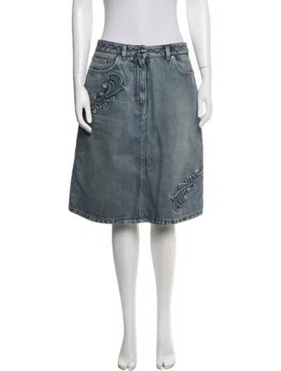 Pre-owned Versace Patterned Knee-length Skirt In Blue