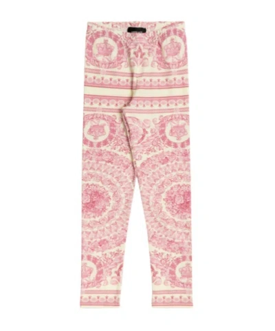 Versace Kids' Patterned Leggings In Pink
