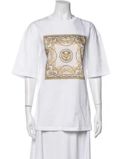 Pre-owned Versace Patterned Long Sleeve Polo In White