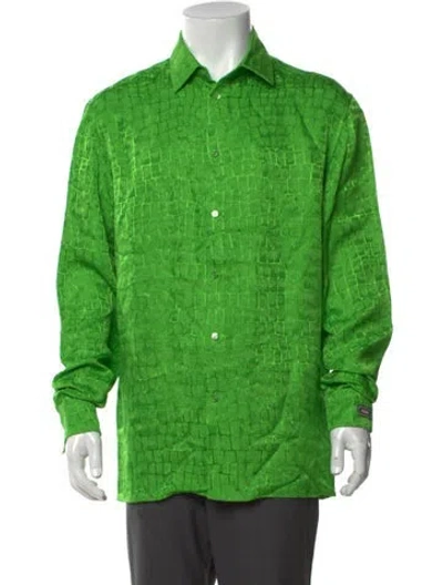 Pre-owned Versace Patterned Long Sleeve Shirt In Green