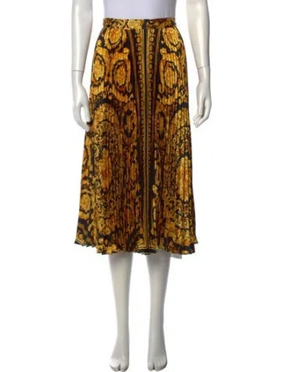 Pre-owned Versace Patterned Midi Length Skirt In Black/yellow